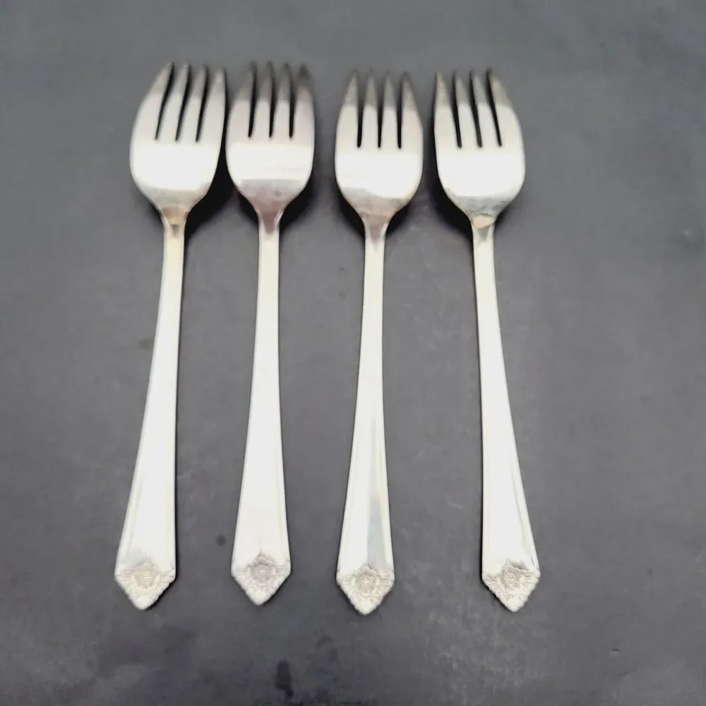 Set 4 Rogers STARLIGHT 50's International Reinforced Plate Flatware Salad Fork